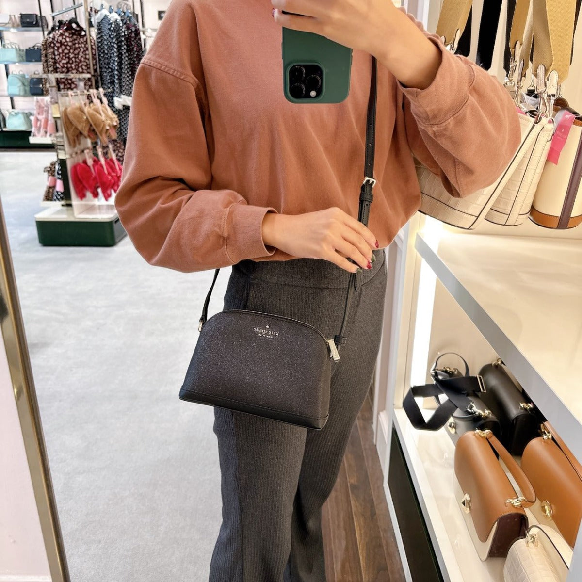 Kate Spade K8713 Tinsel Small Dome Crossbody In Black Kate Spade K8713 Tinsel Small Dome Crossbody In Black